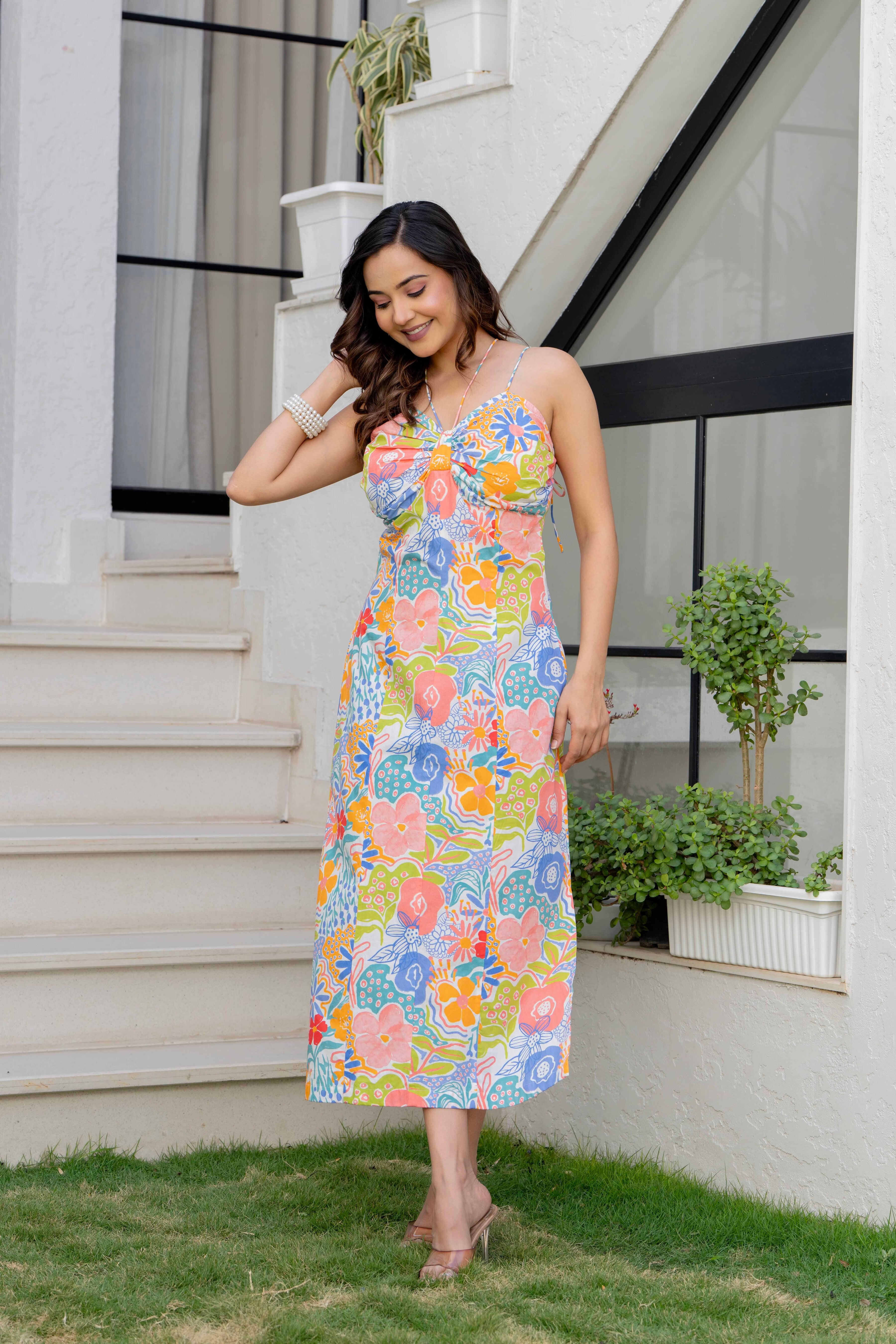 Summer Floral Slip Midi Dress