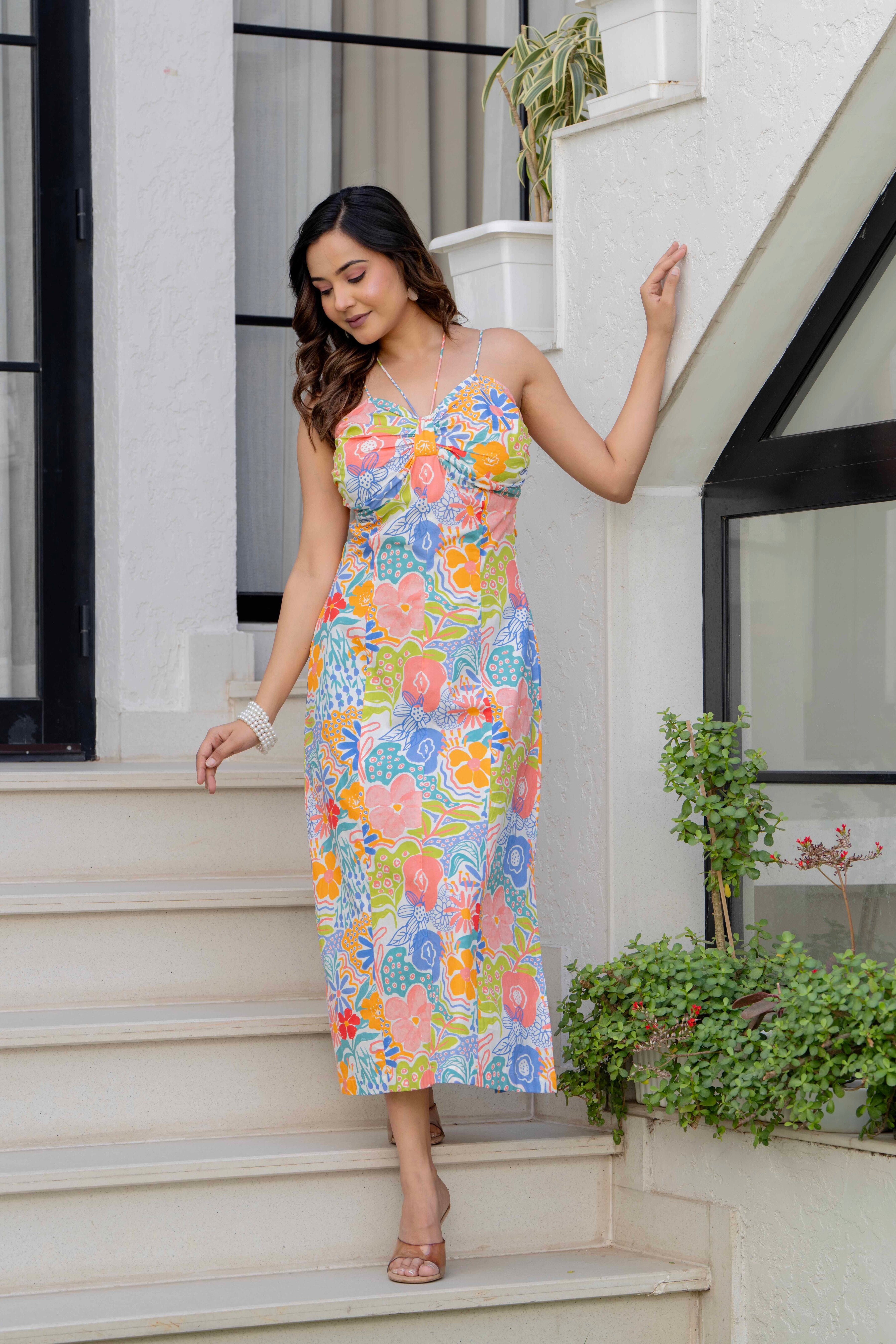 Summer Floral Slip Midi Dress