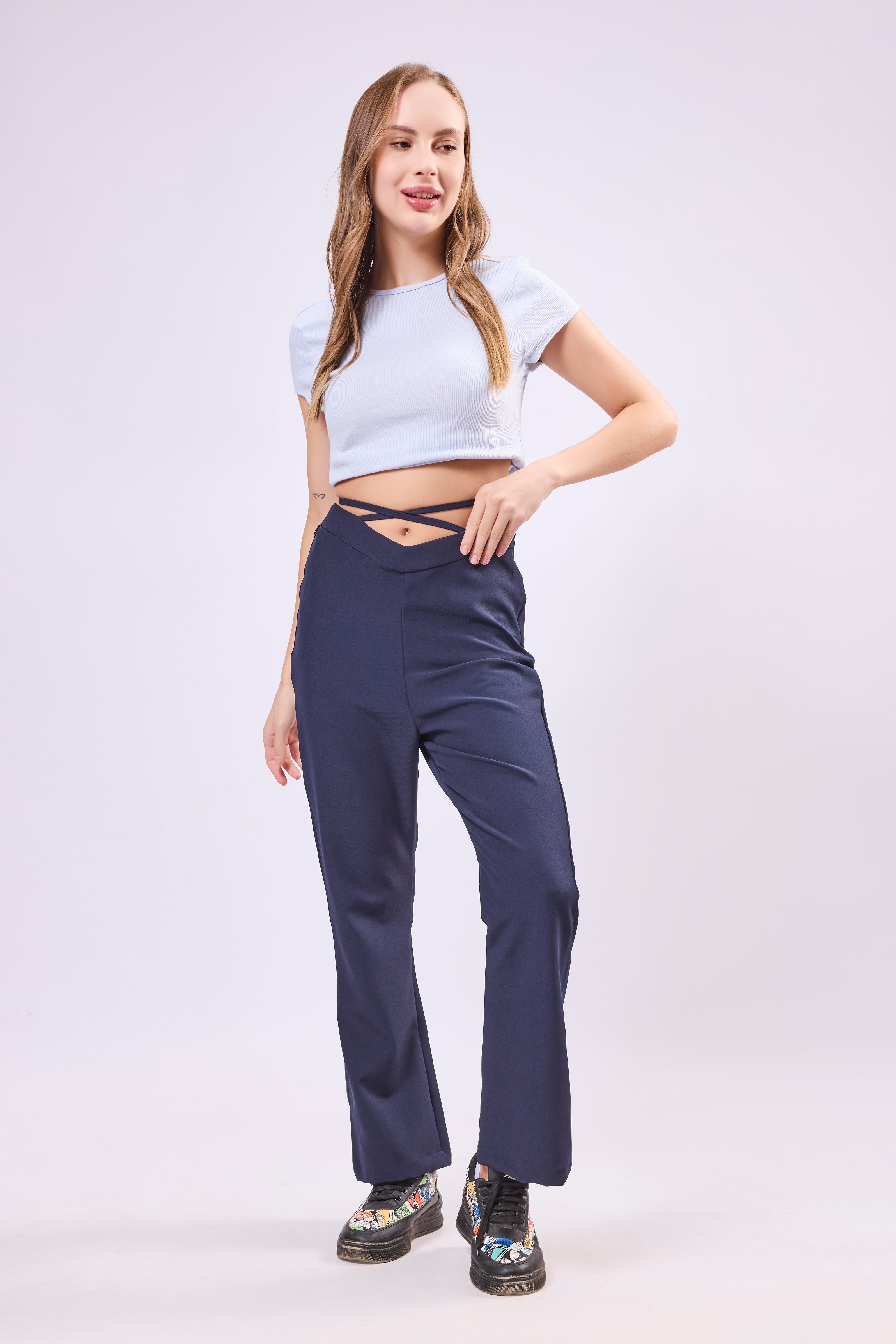 Asymmetric Waist Tie Up Trouser