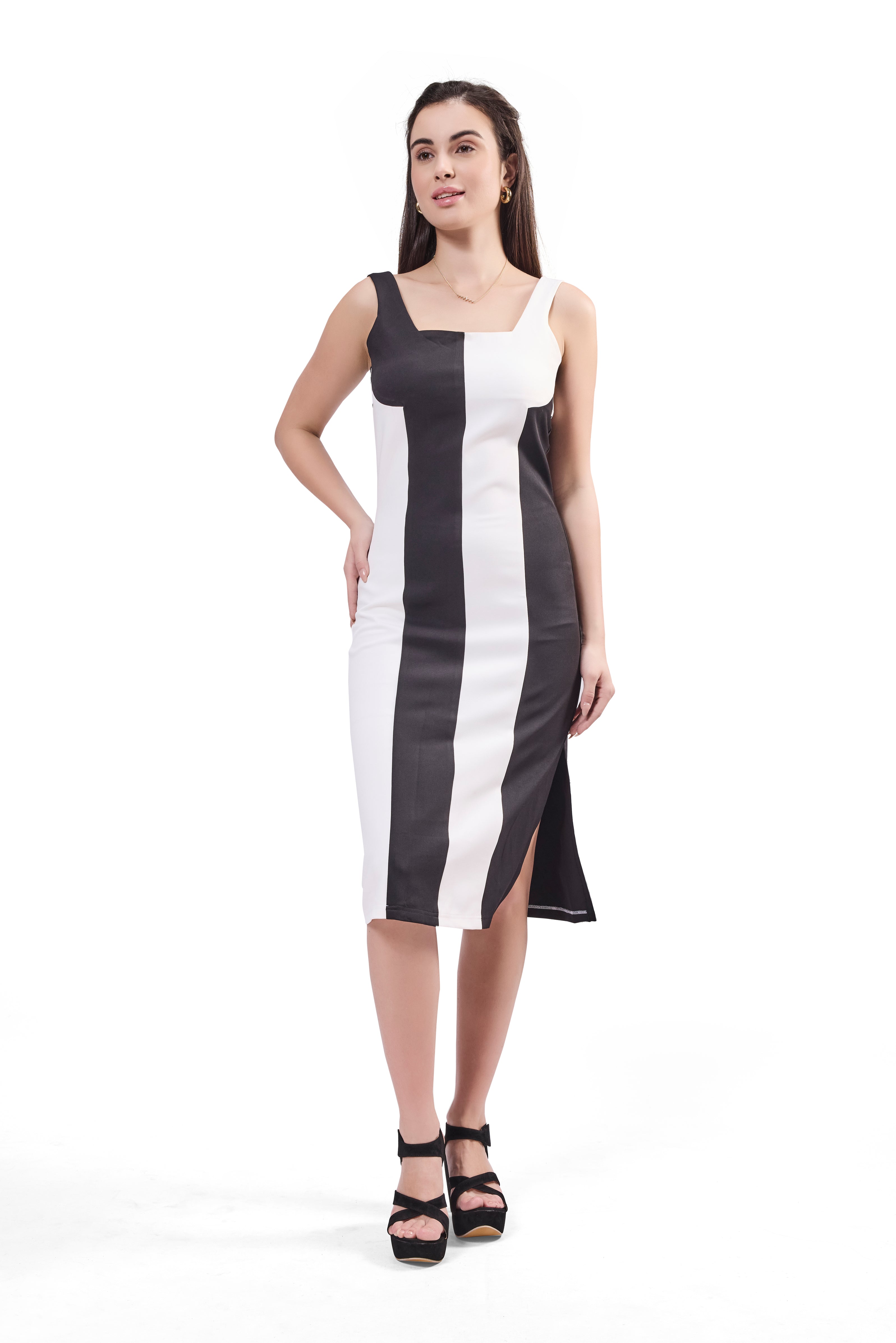 Colorblock Side Slit Dress