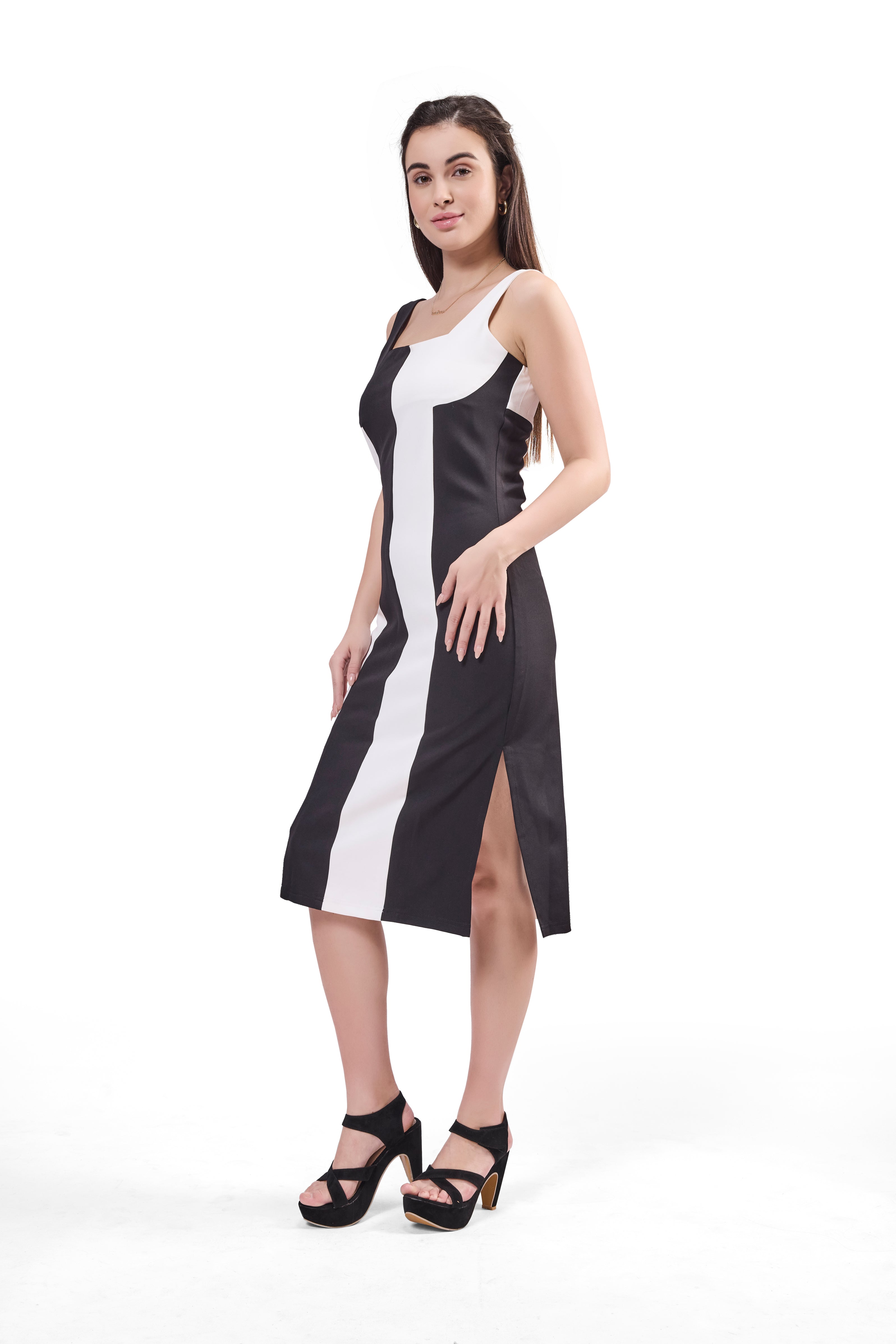 Colorblock Side Slit Dress