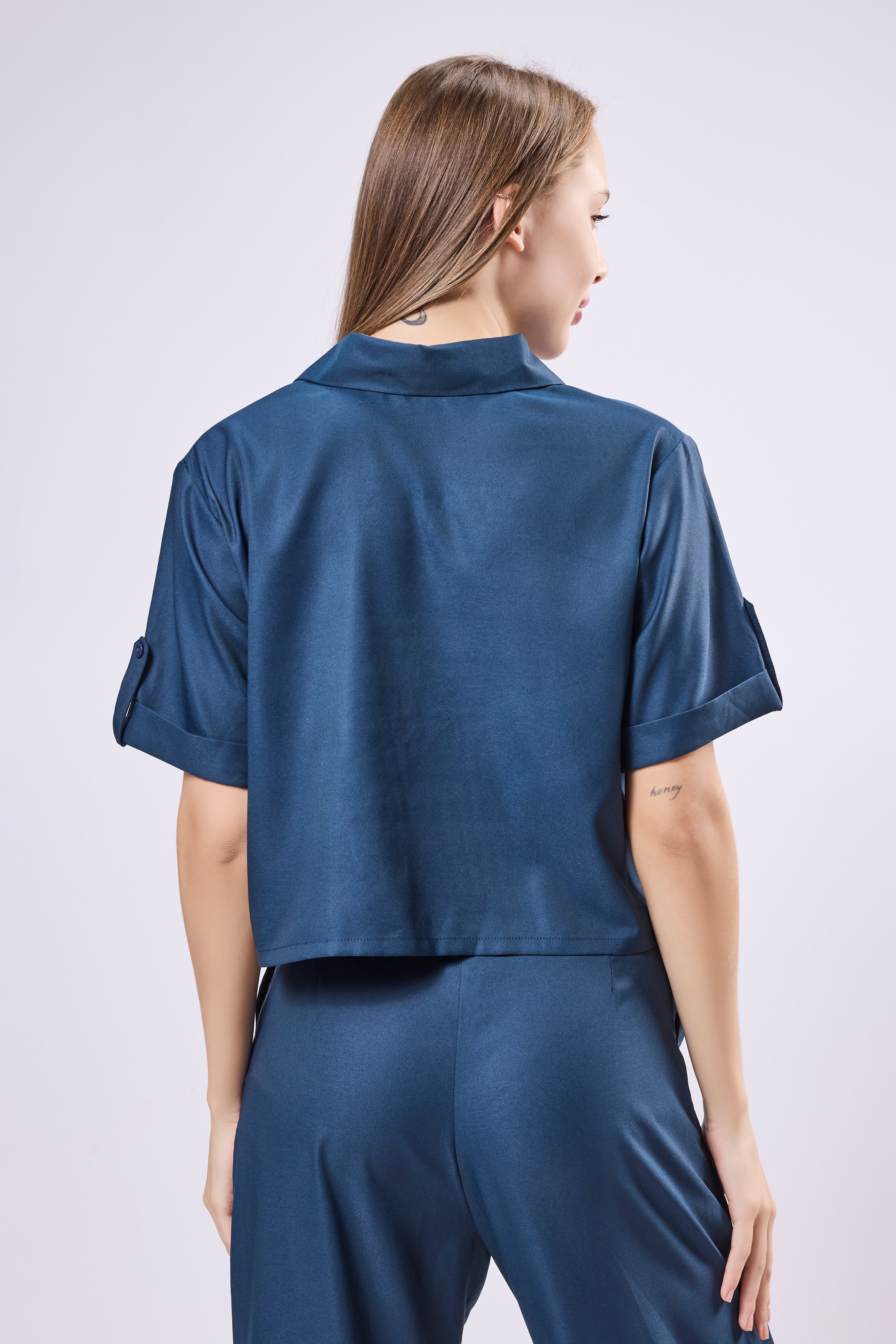 Notch Collar Crop Top