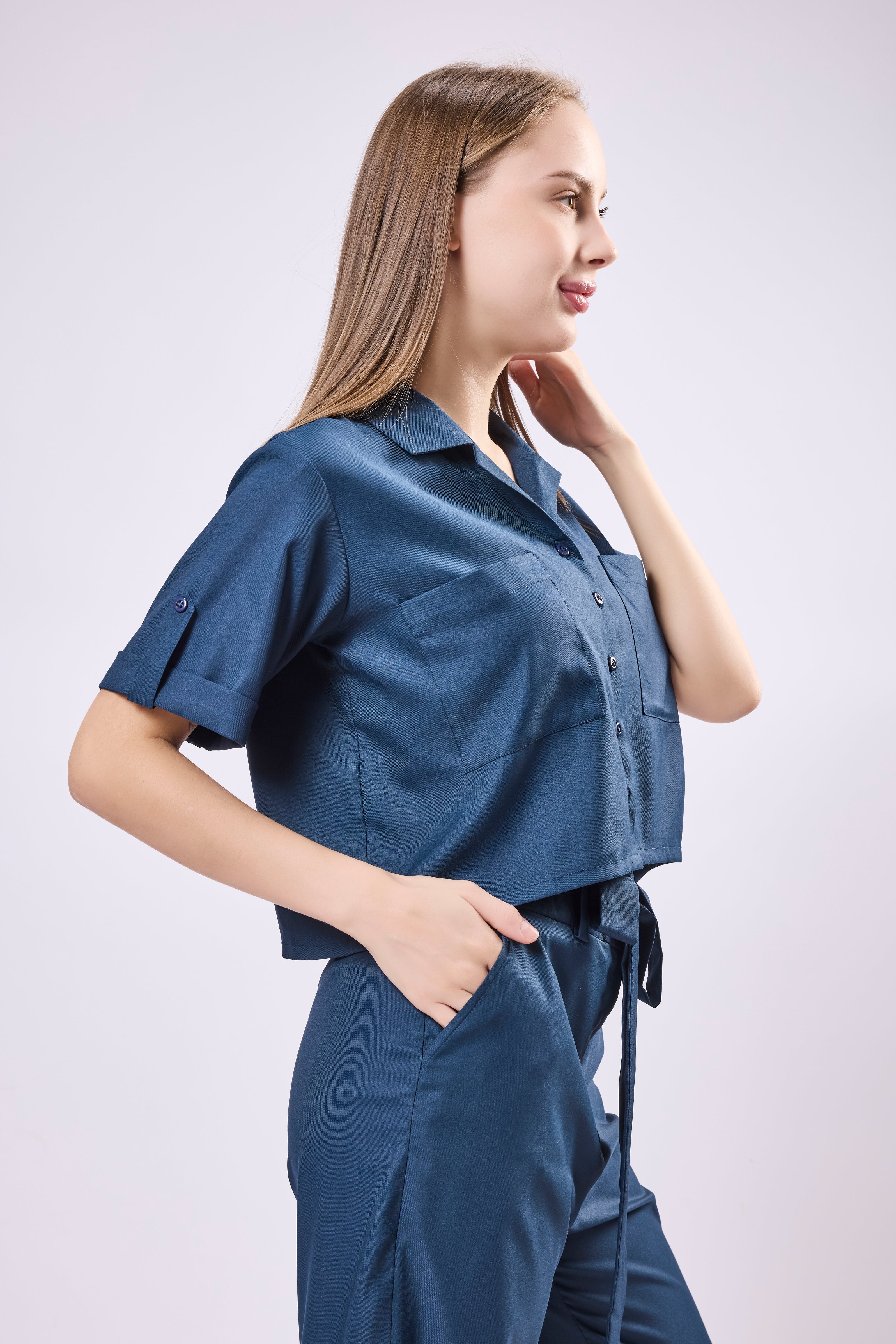 Notch Collar Crop Top