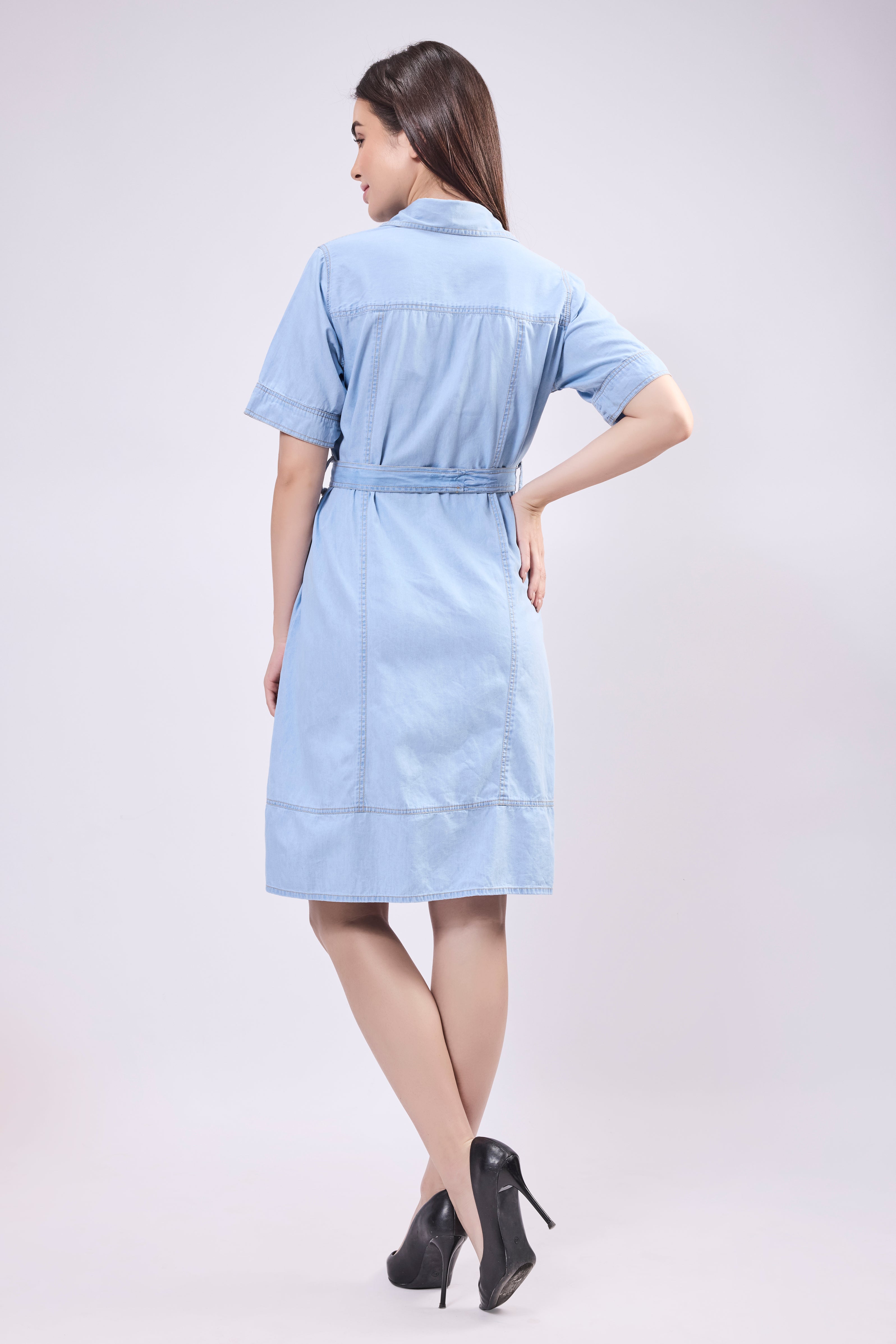 Contrast Stich Shirt Dress