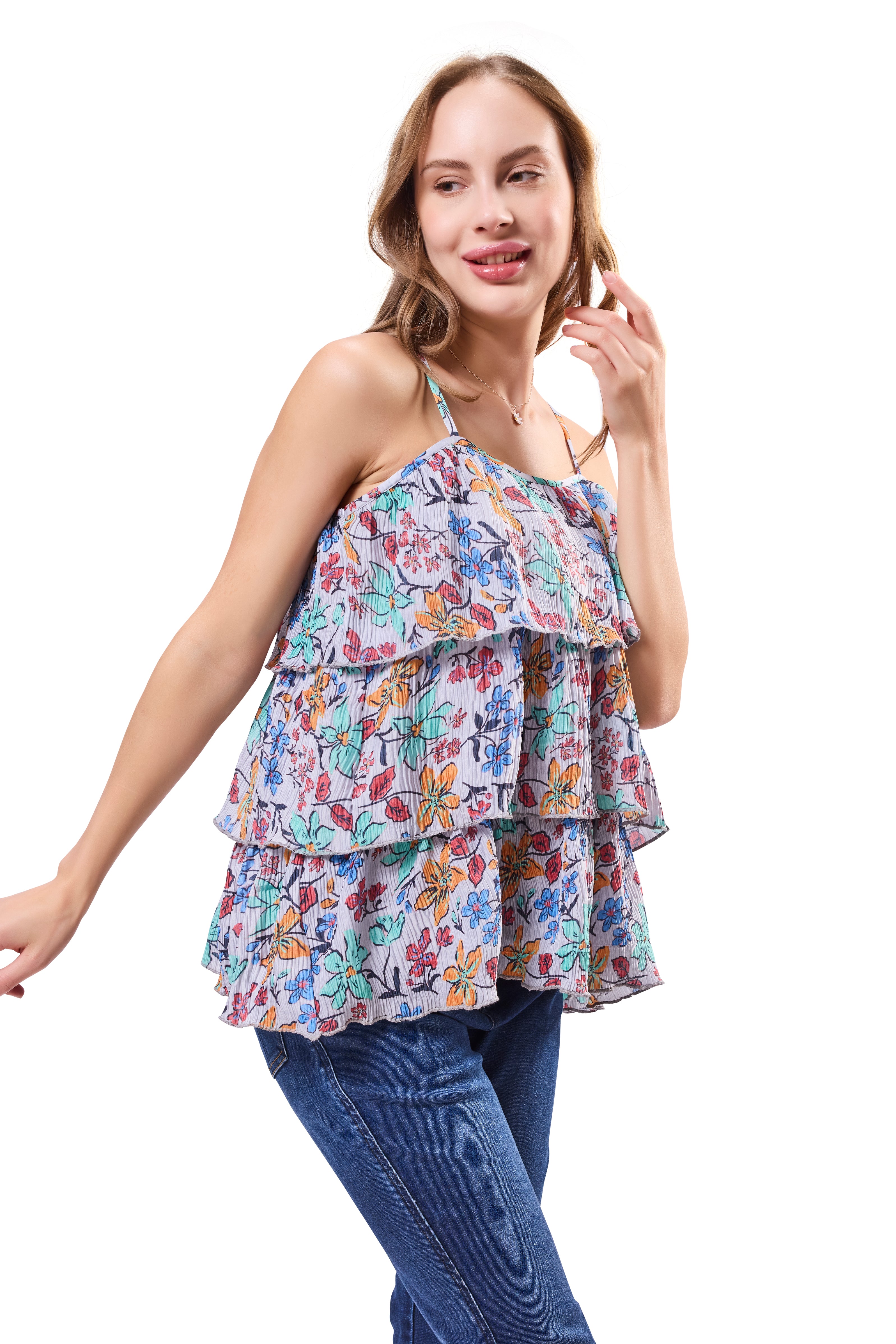 Shoulder Strap Tiered Top