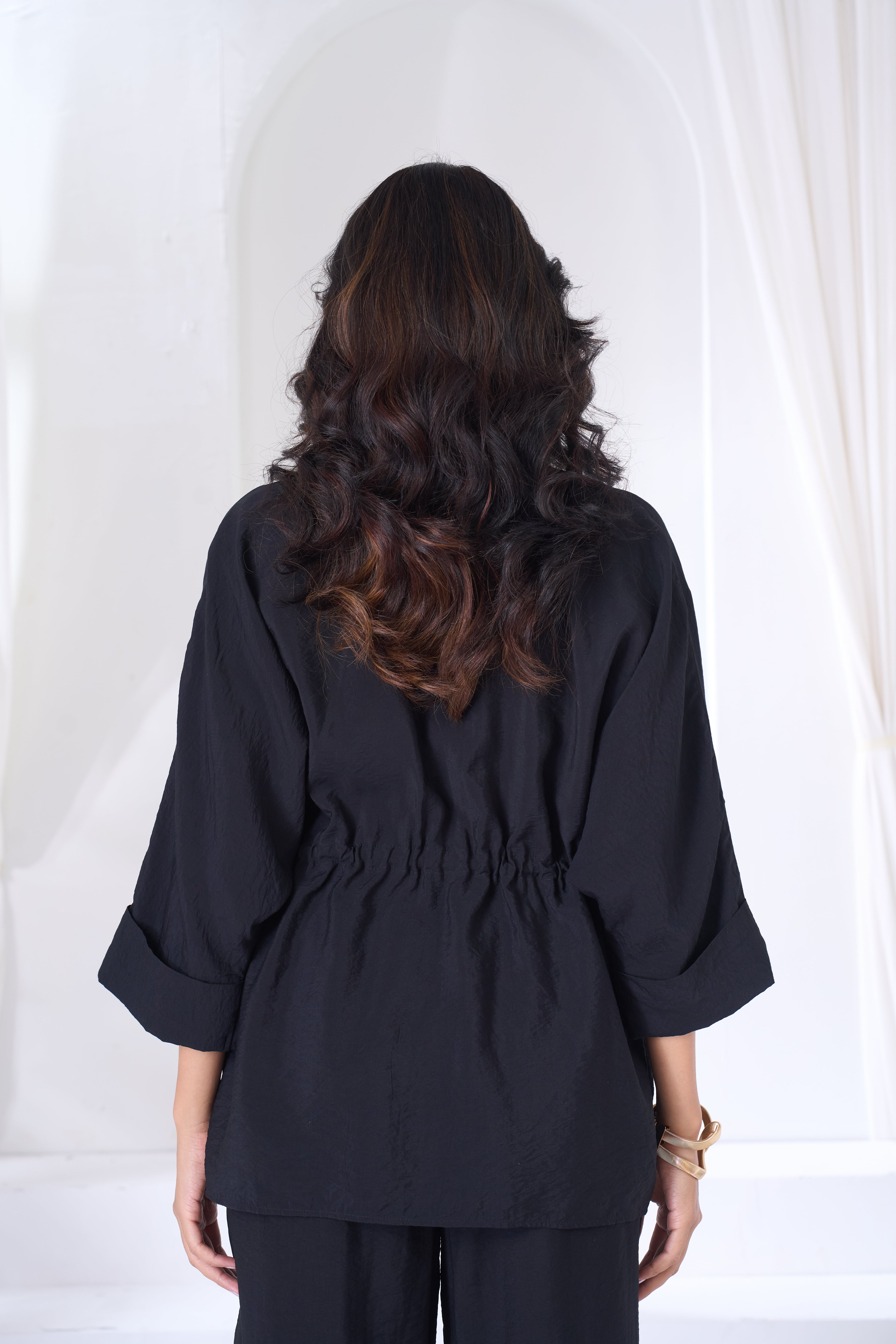 Drawstring Waist Oversized Shirt