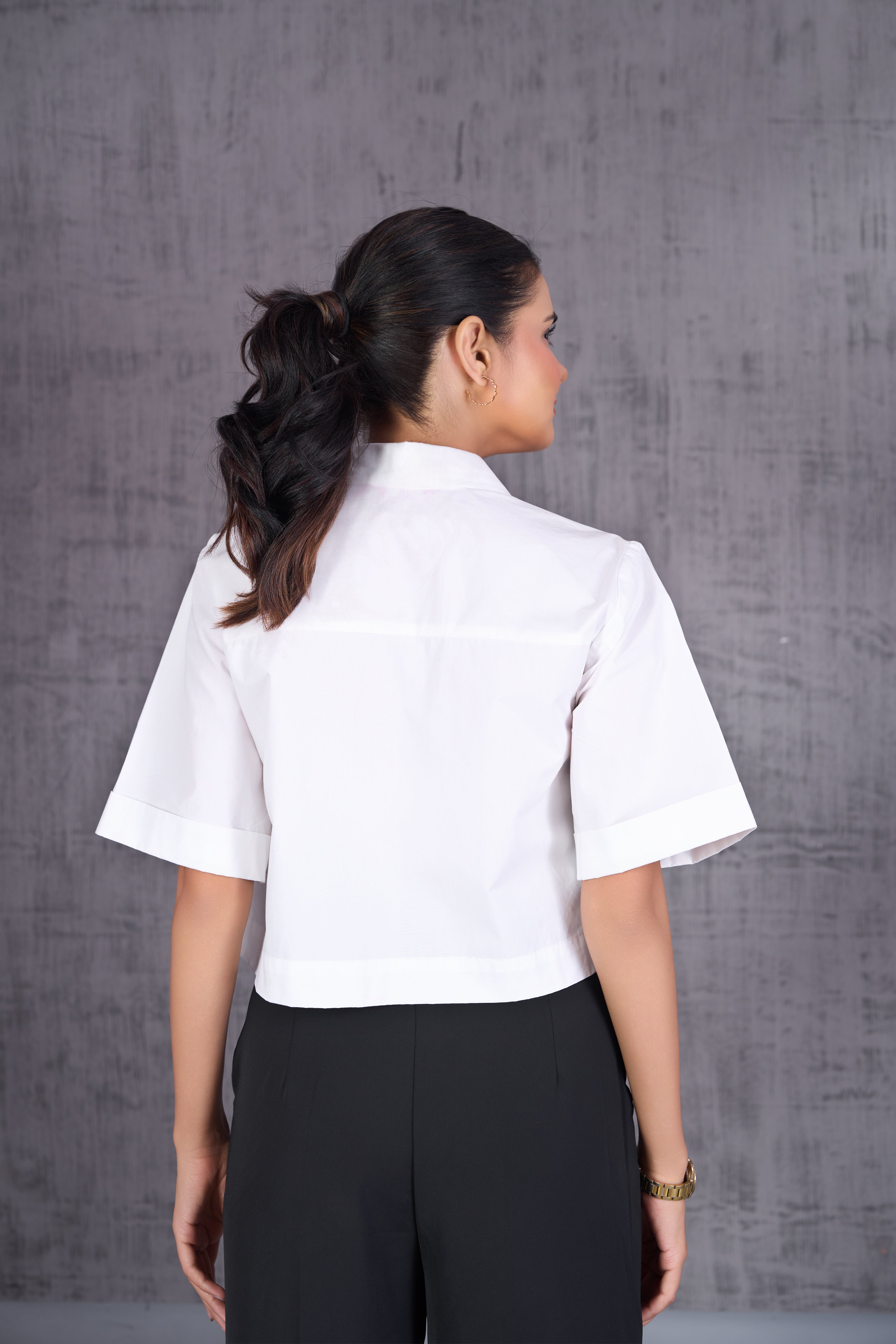 Pleated Cropped Shirt