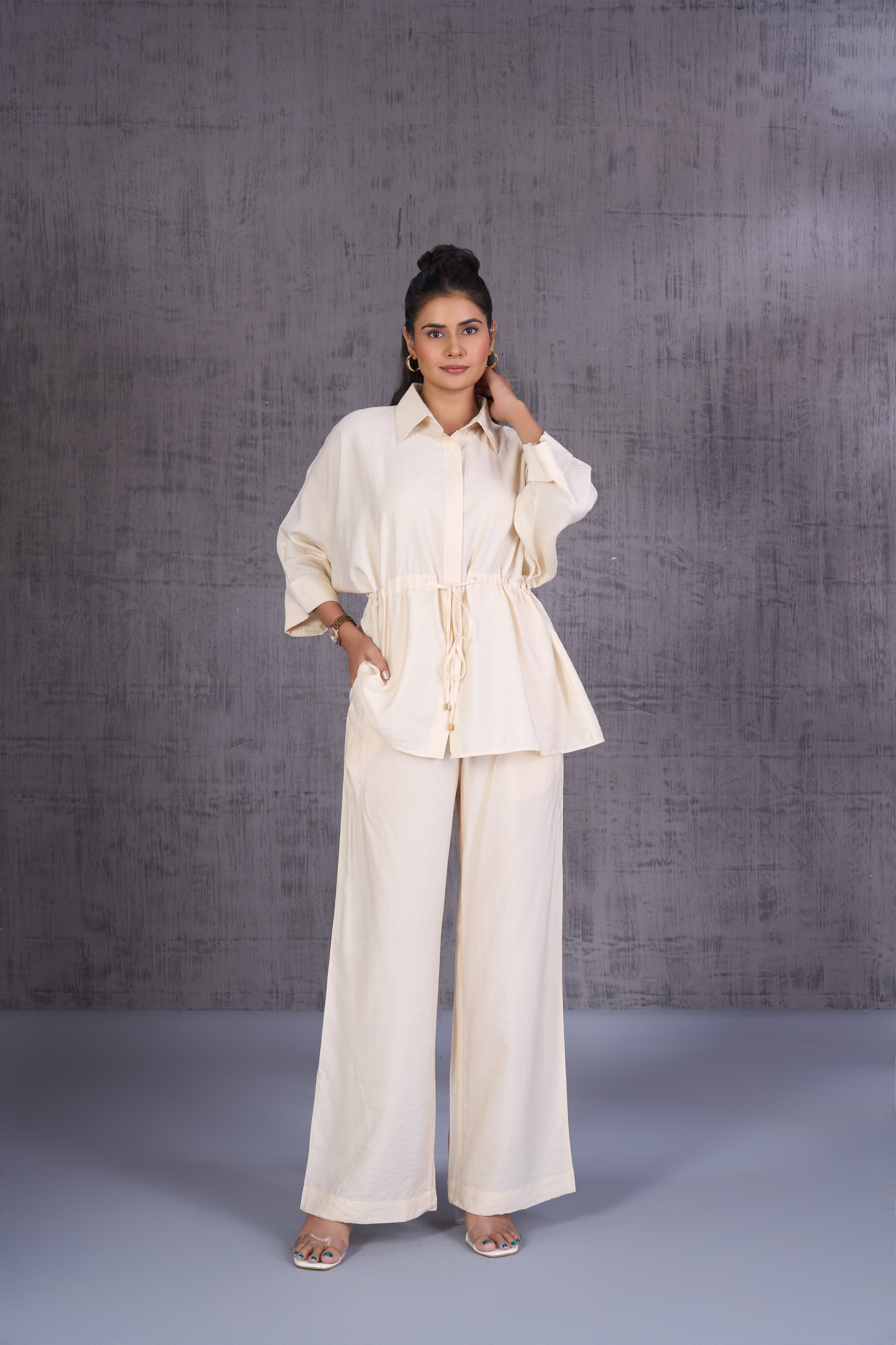 Drawstring Waist Oversized Shirt