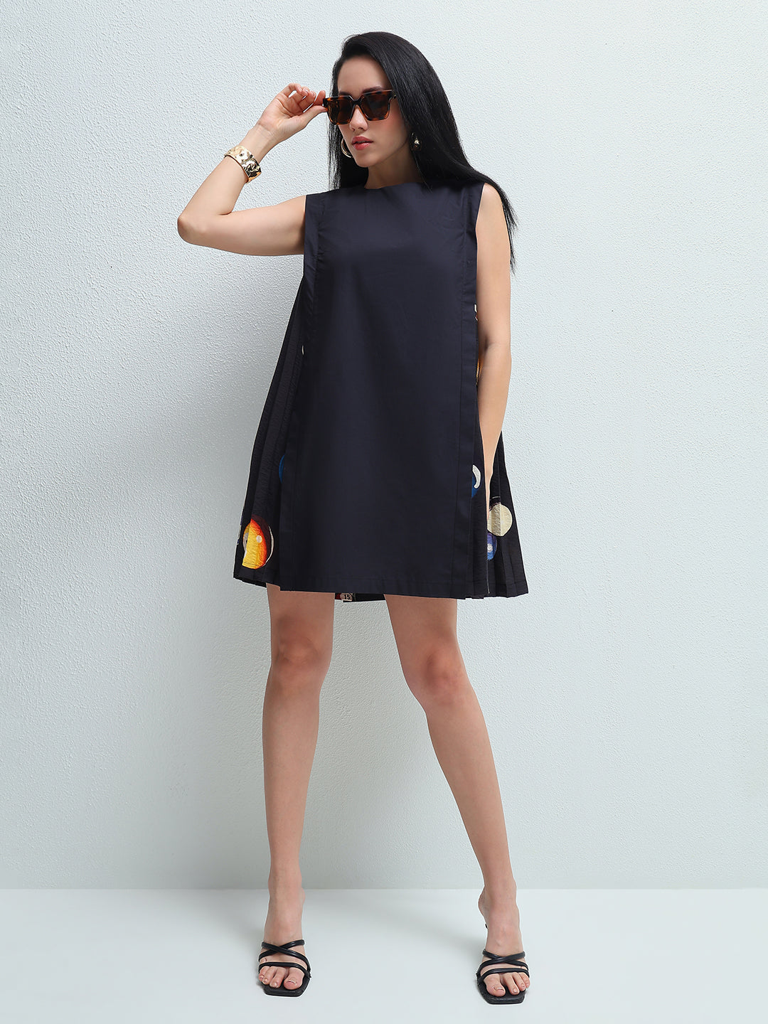 Pleated Peneled Mini Dress