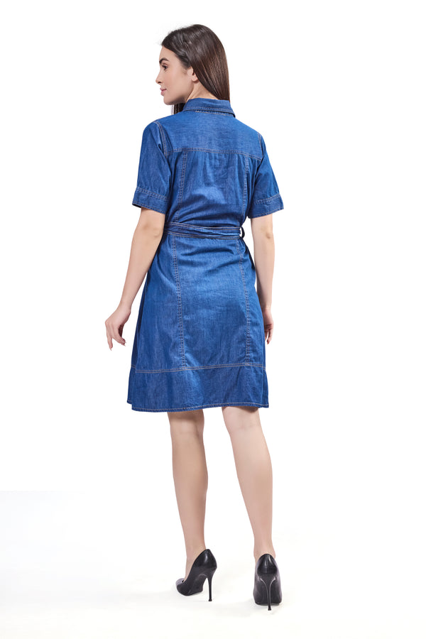Contrast Stich Shirt Dress