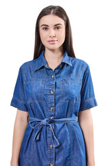 Contrast Stich Shirt Dress