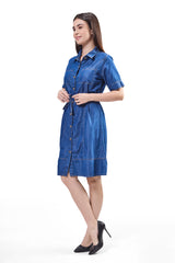 Contrast Stich Shirt Dress