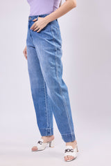 High Waisted Cargo Pocket Denim Jeans