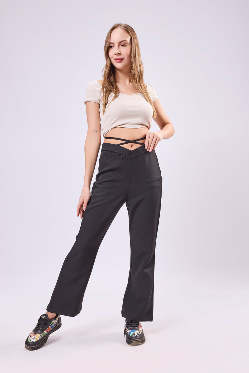 Asymmetric Waist Tie Up Trouser