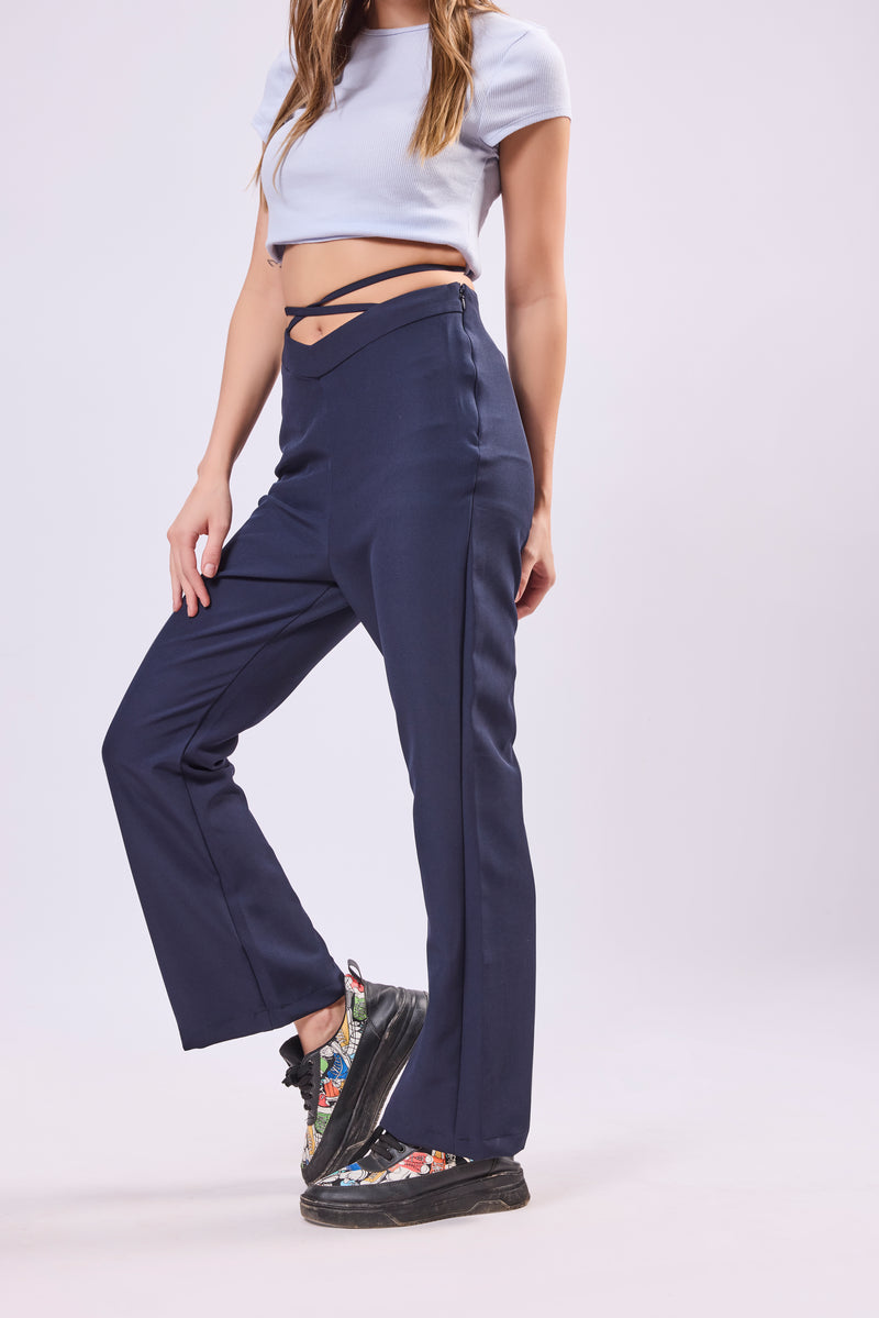 Asymmetric Waist Tie Up Trouser