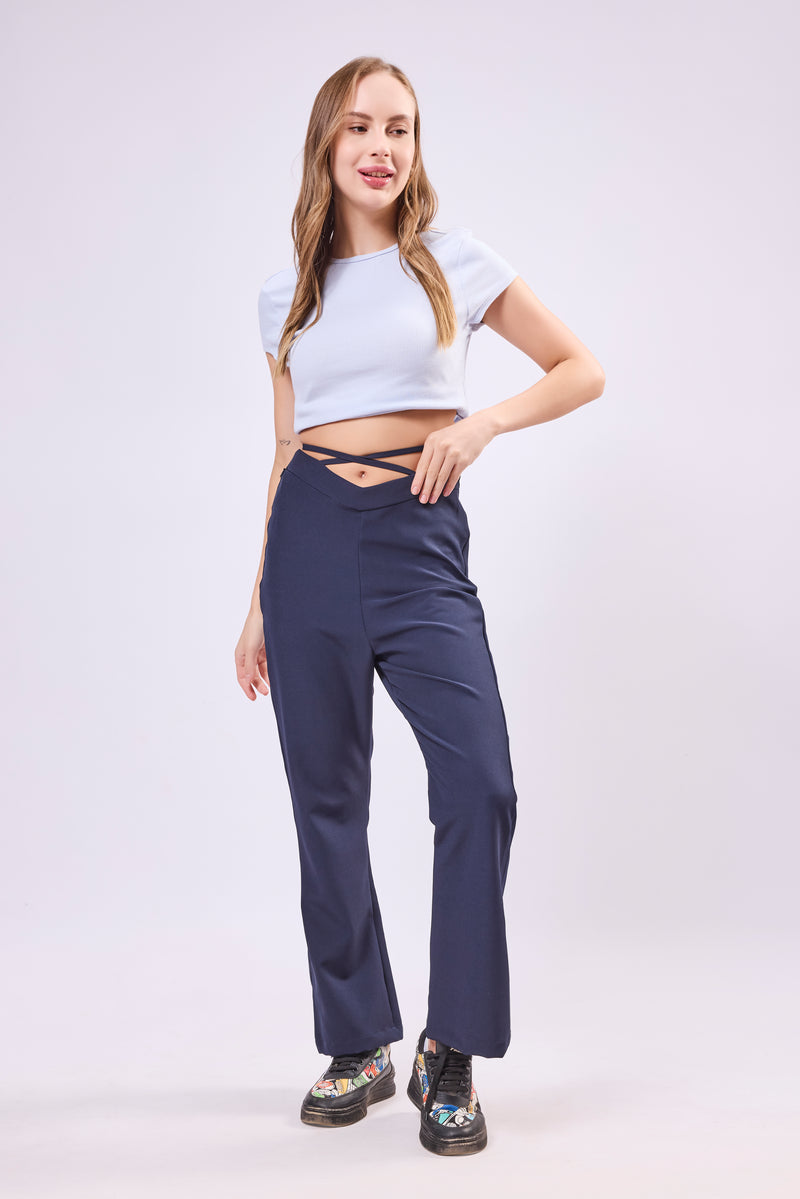 Asymmetric Waist Tie Up Trouser