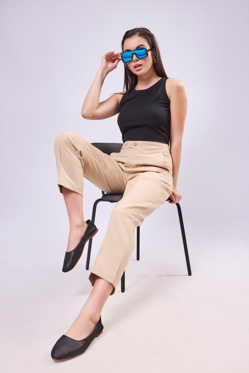 Ankle Length Trouser With Pintuck