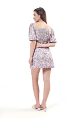 Puff Sleeve Front Twist Dress