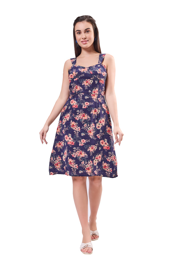 Ruffle Hem Back Tie Up Dress