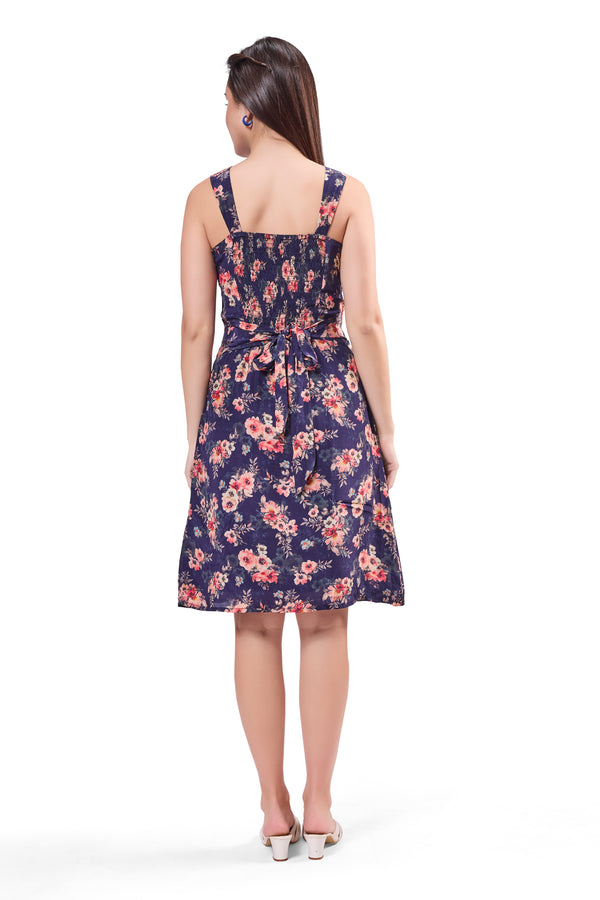 Ruffle Hem Back Tie Up Dress