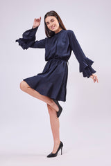 Bell Sleeve Back Tie-Up Dress