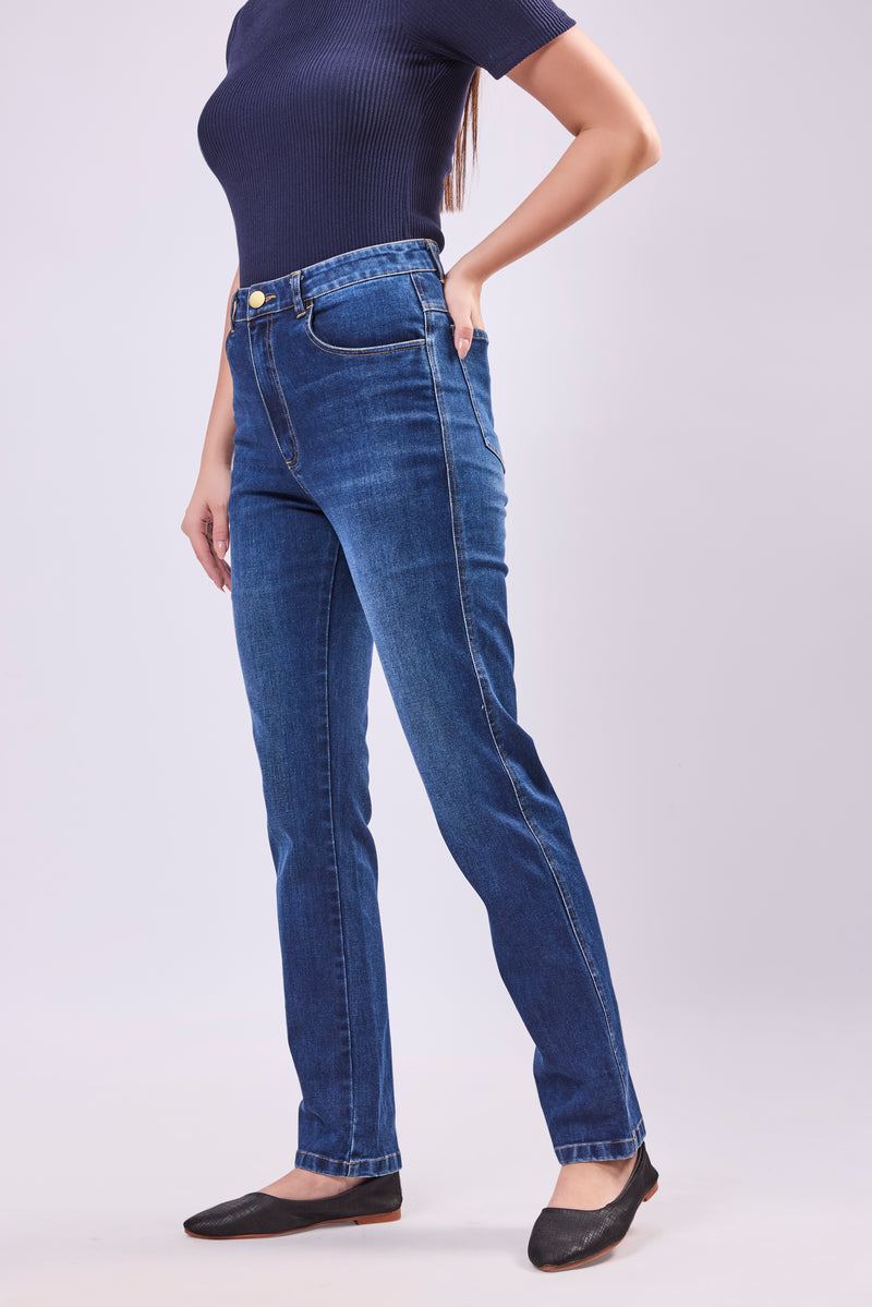 Straight Cut Leg Denim Jeans