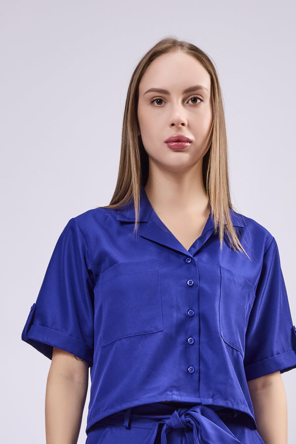 Notch Collar Crop Top
