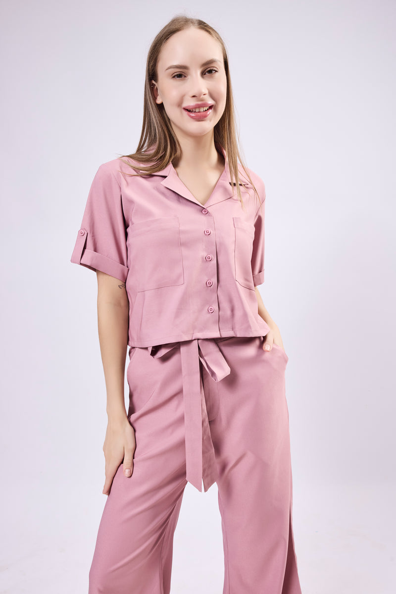 Notch Collar Crop Top