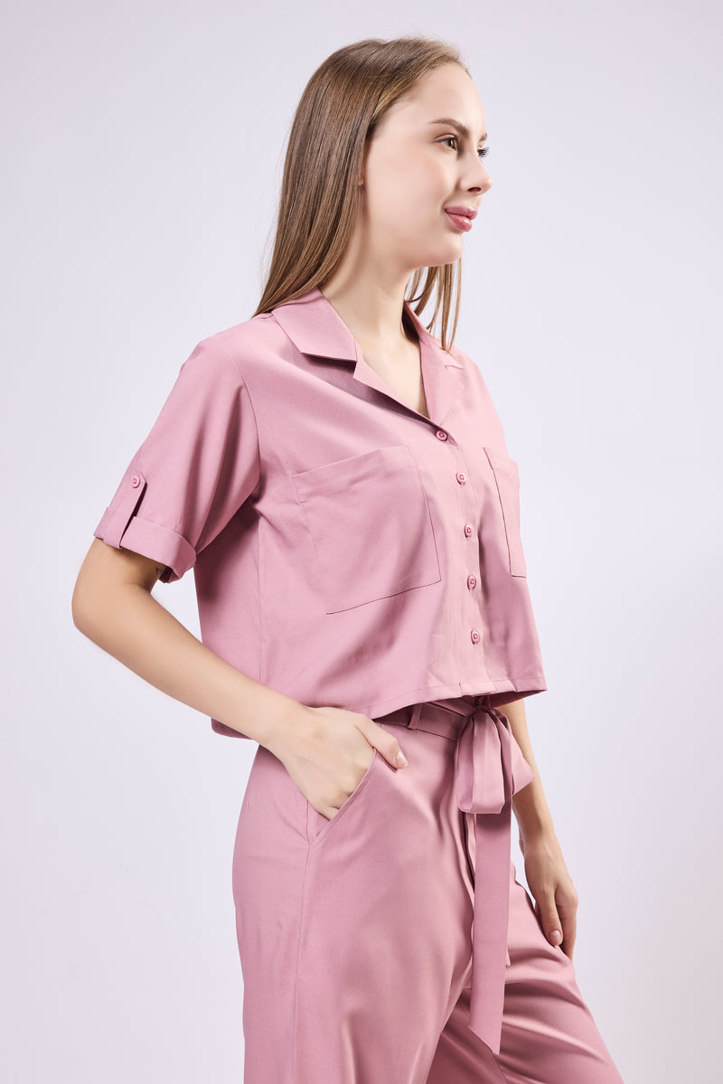 Notch Collar Crop Top
