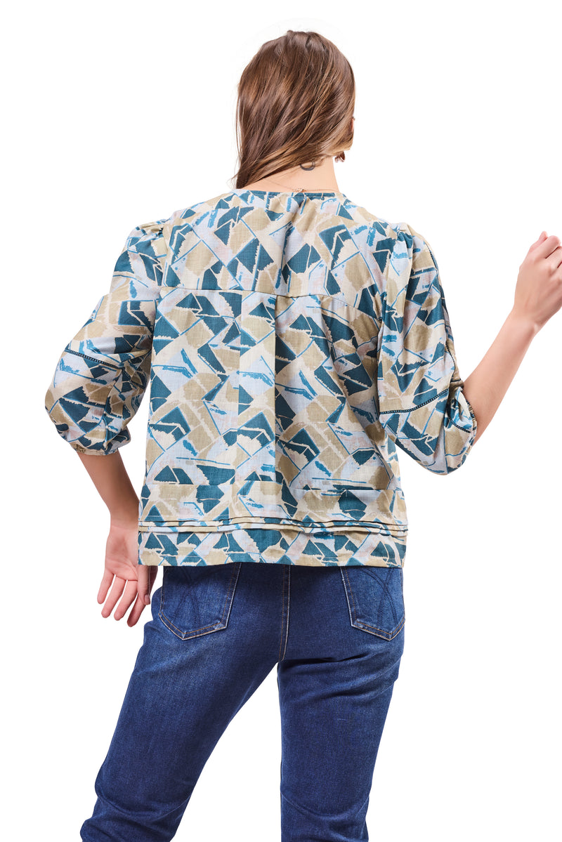 Cut & Sew Tie Neck Top