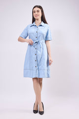 Contrast Stich Shirt Dress