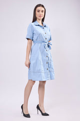 Contrast Stich Shirt Dress