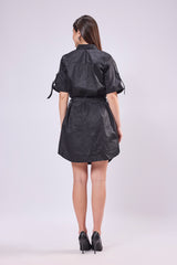 Rollup Sleeve Shirt Dress With Belt