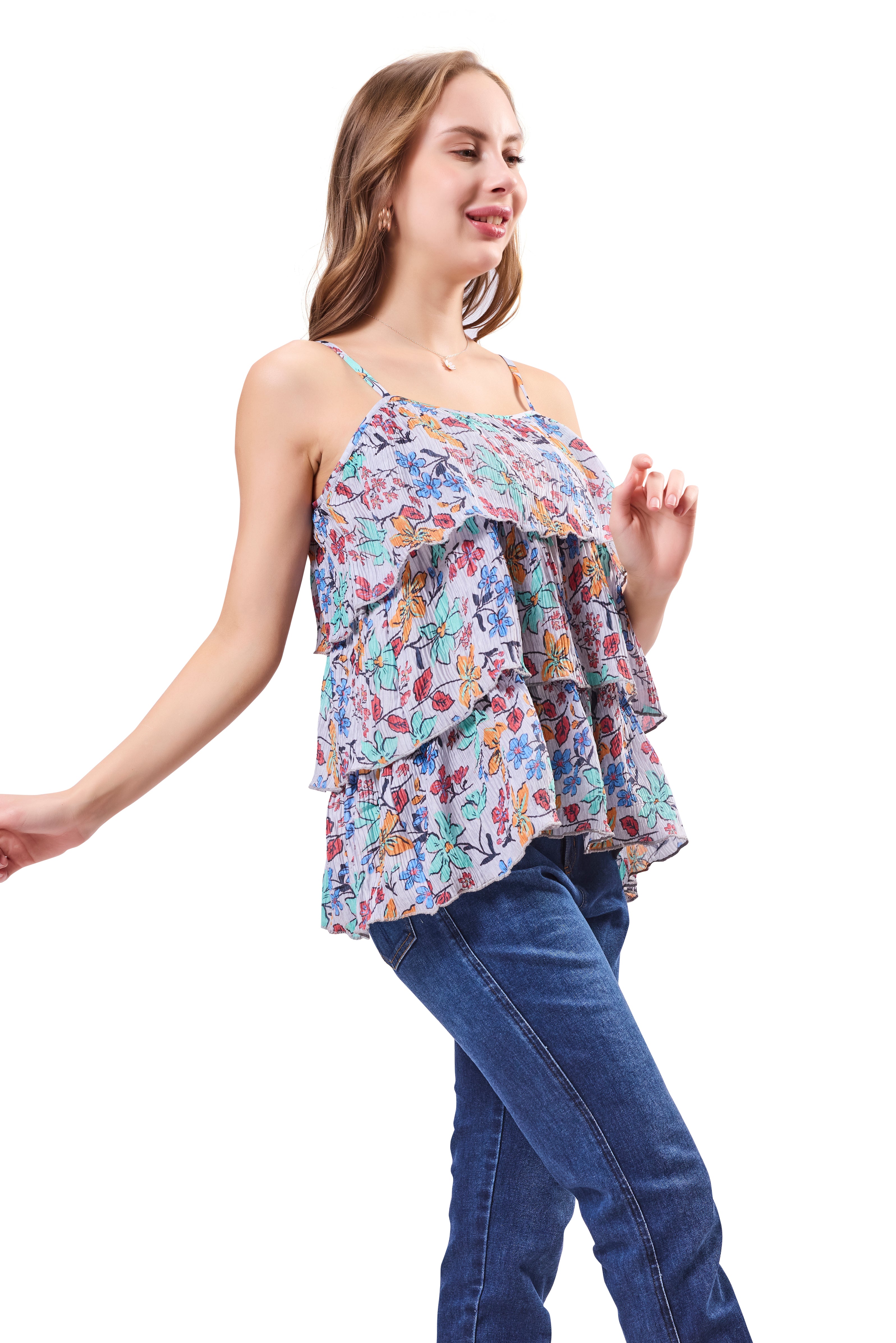 Shoulder Strap Tiered Top