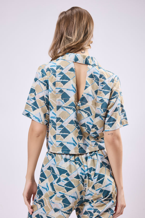 Double Breasted Notch Collar Top