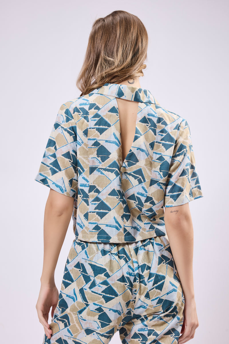 Double Breasted Notch Collar Top
