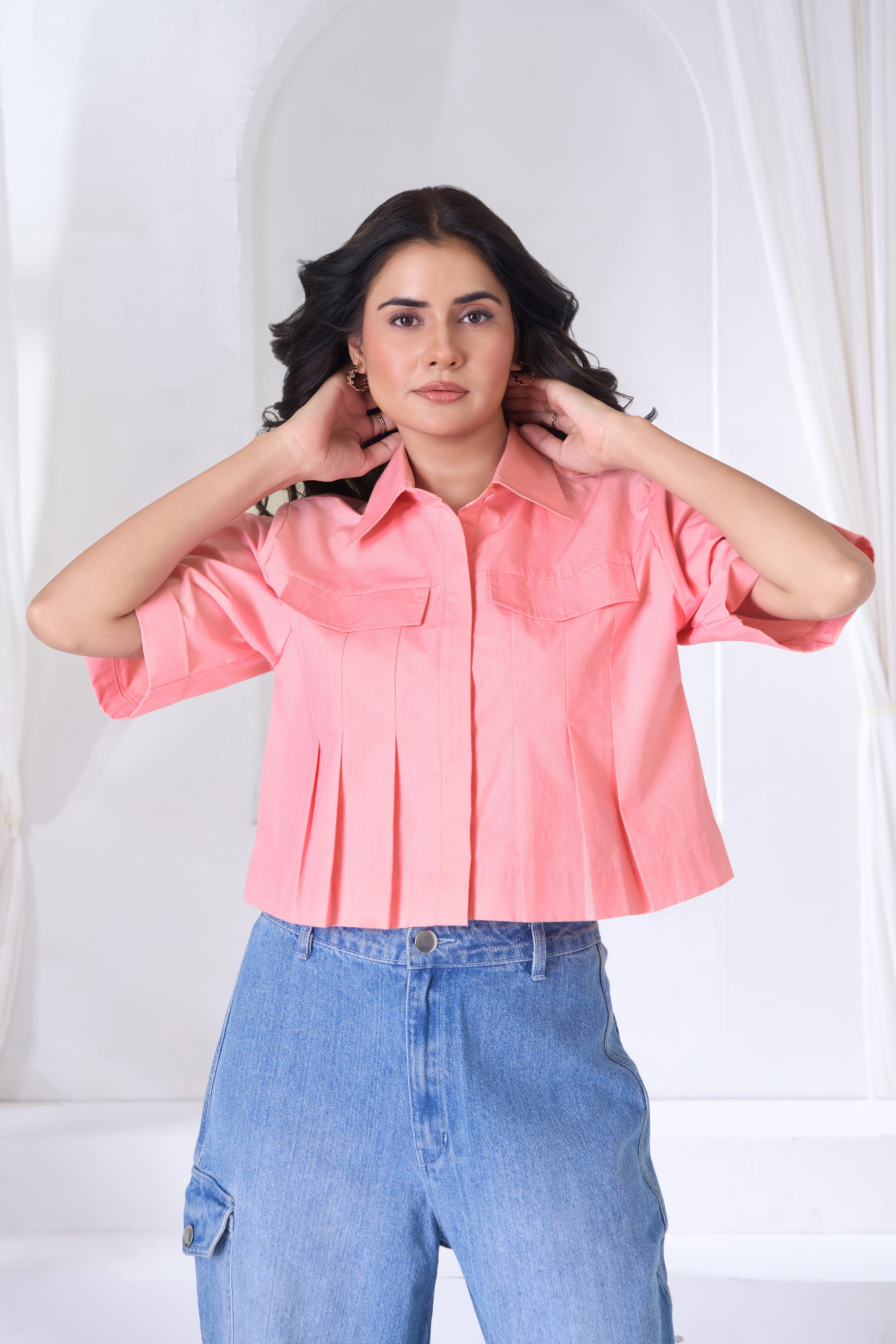 Pleated Cropped Shirt
