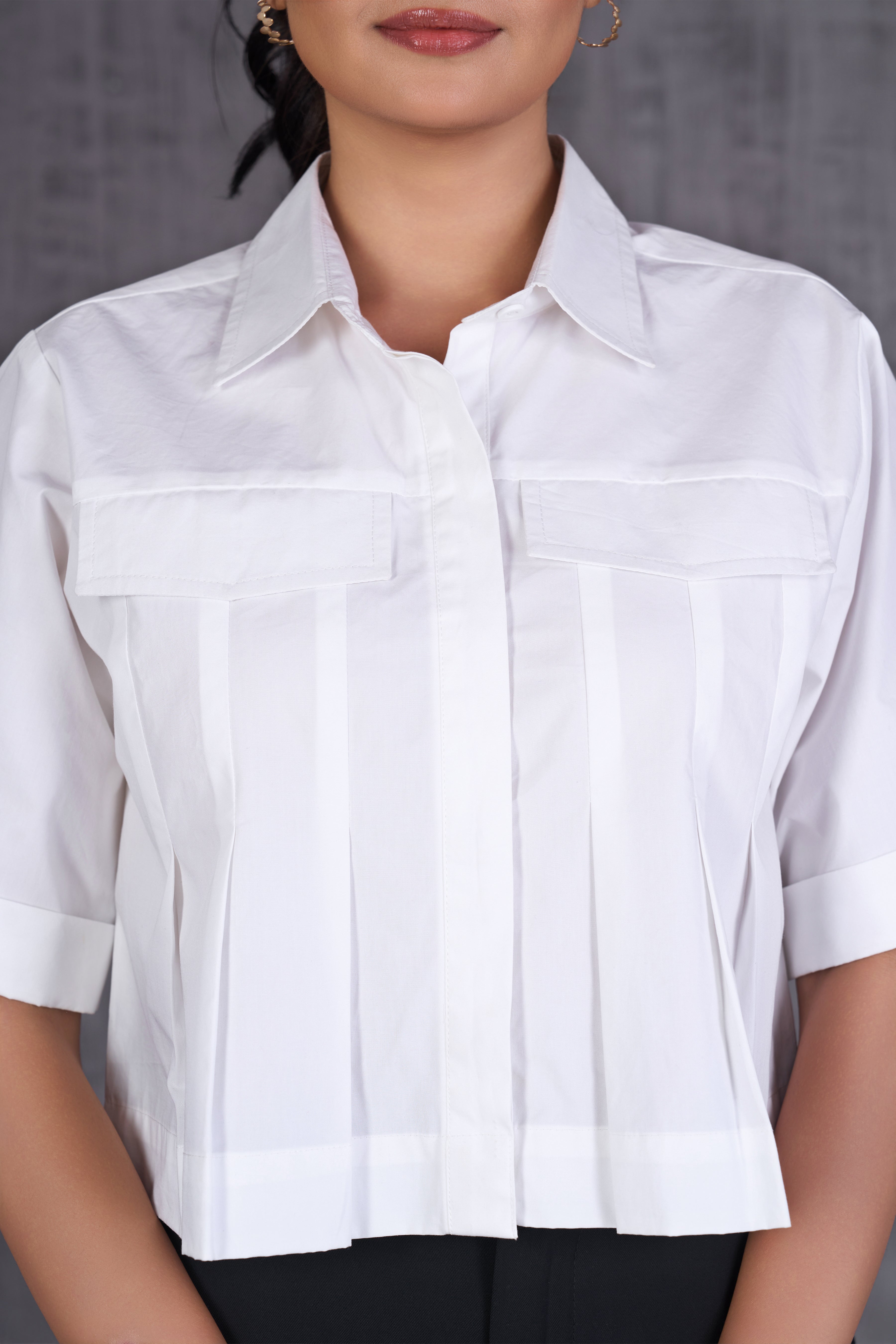 Pleated Cropped Shirt