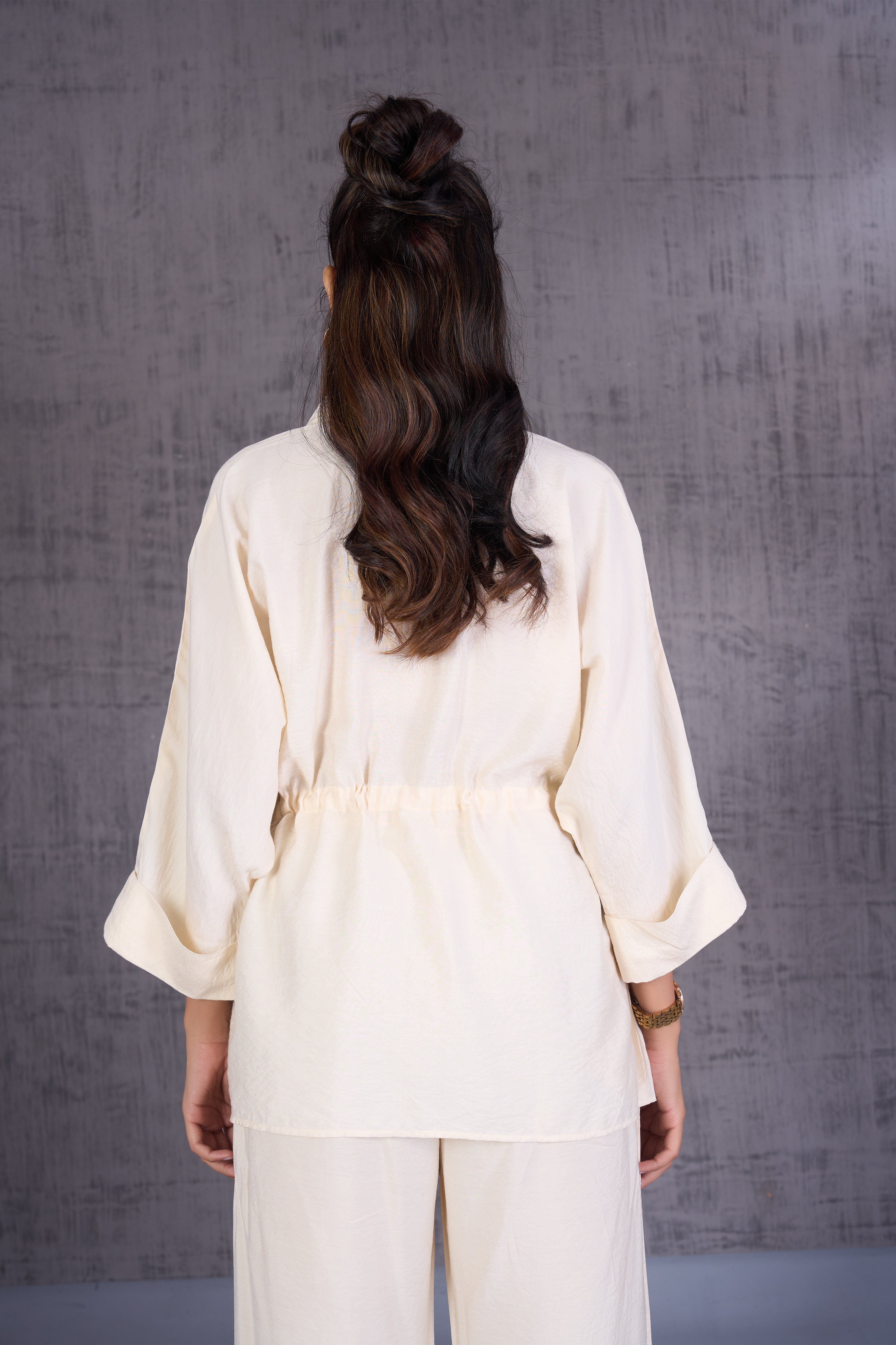 Drawstring Waist Oversized Shirt