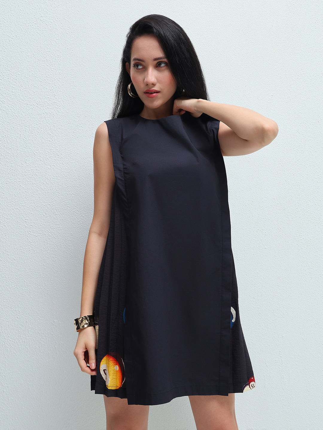 Pleated Peneled Mini Dress