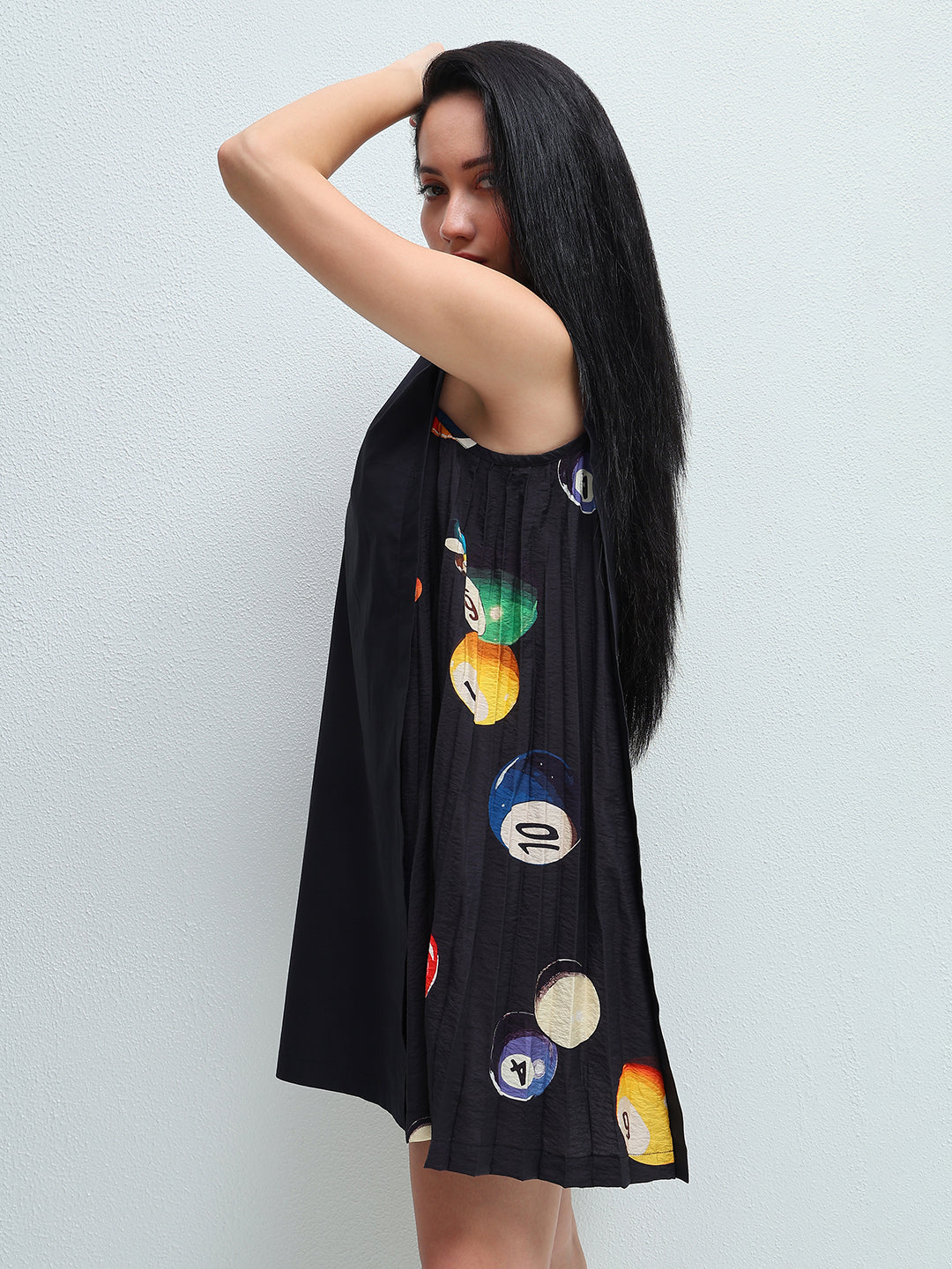 Pleated Peneled Mini Dress