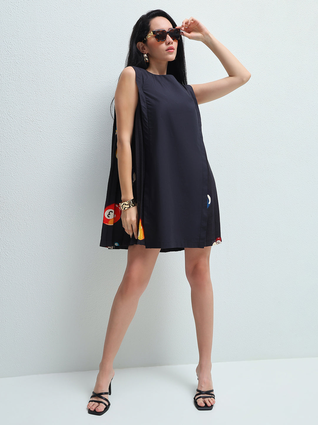 Pleated Peneled Mini Dress