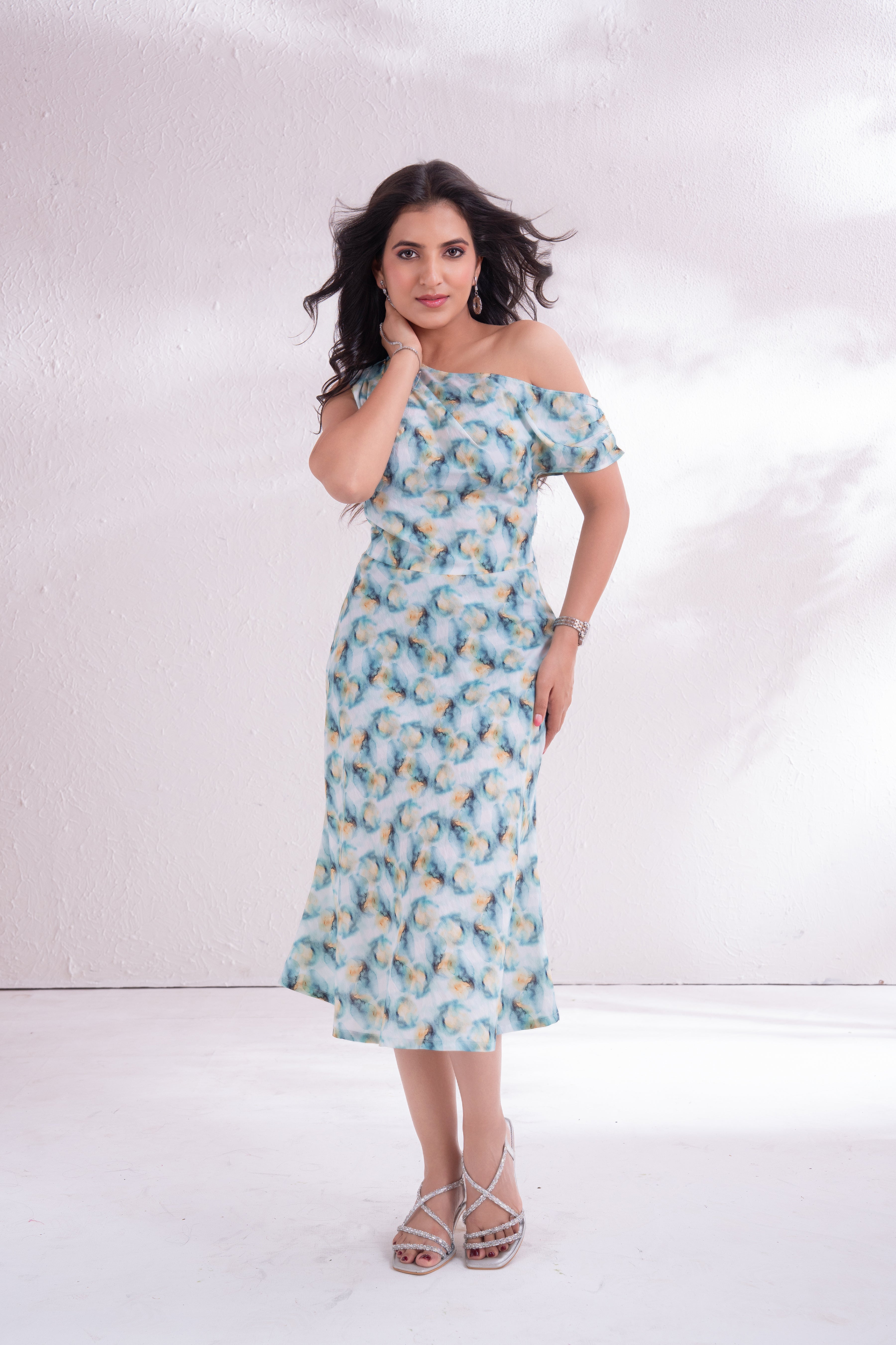 Draped Off-shoulder Dress