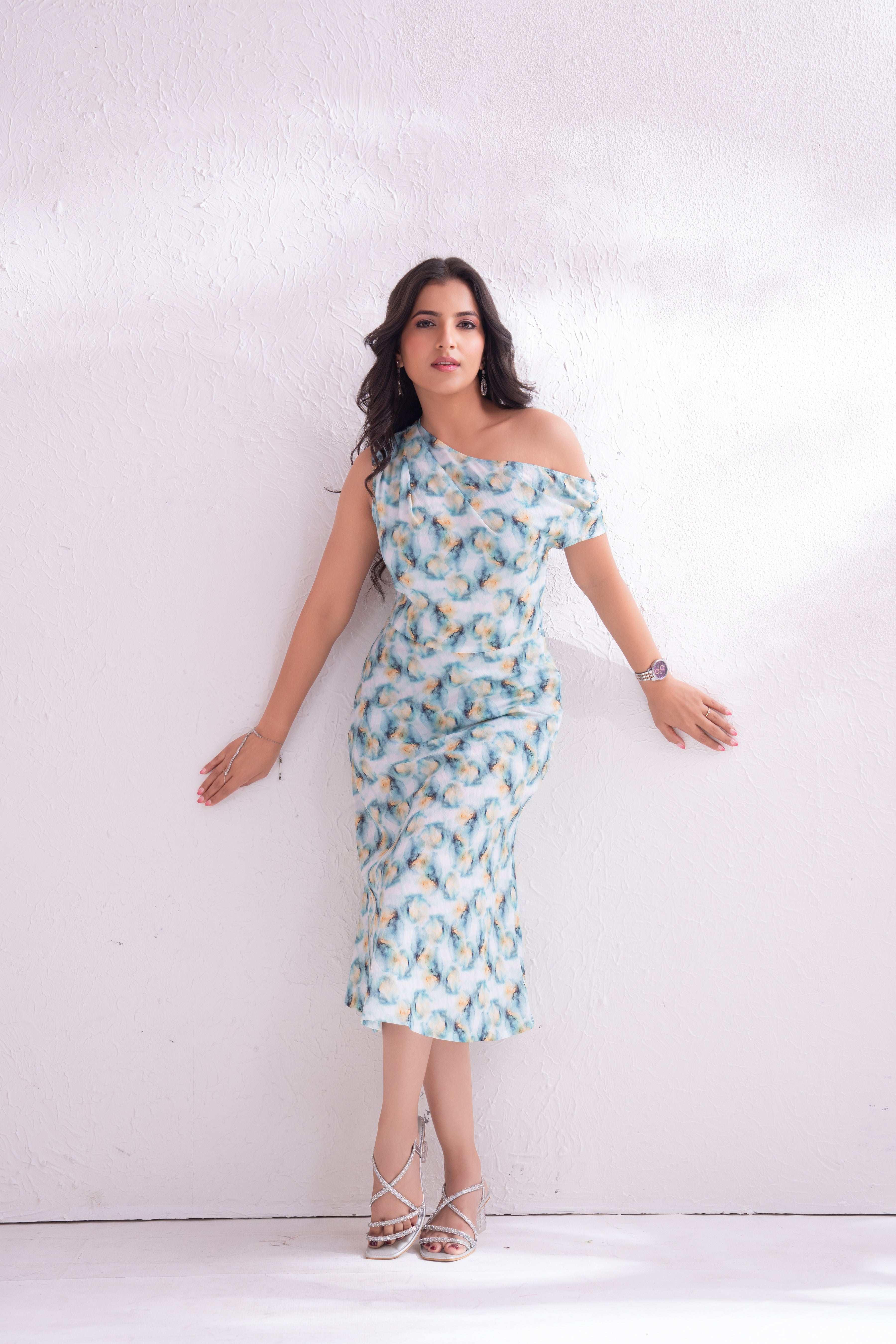 Draped Off-shoulder Dress