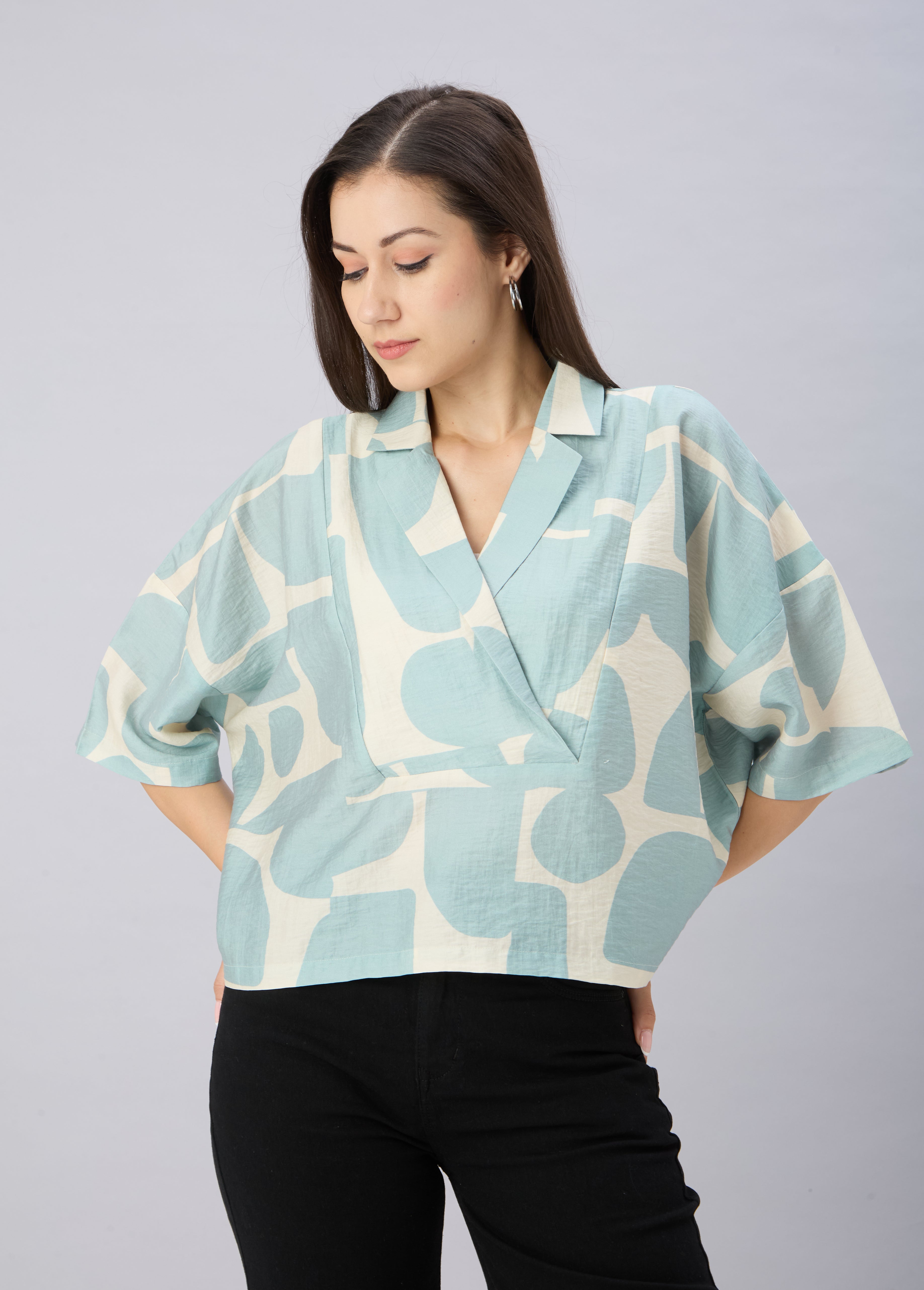 Abstract Print Wrap Top