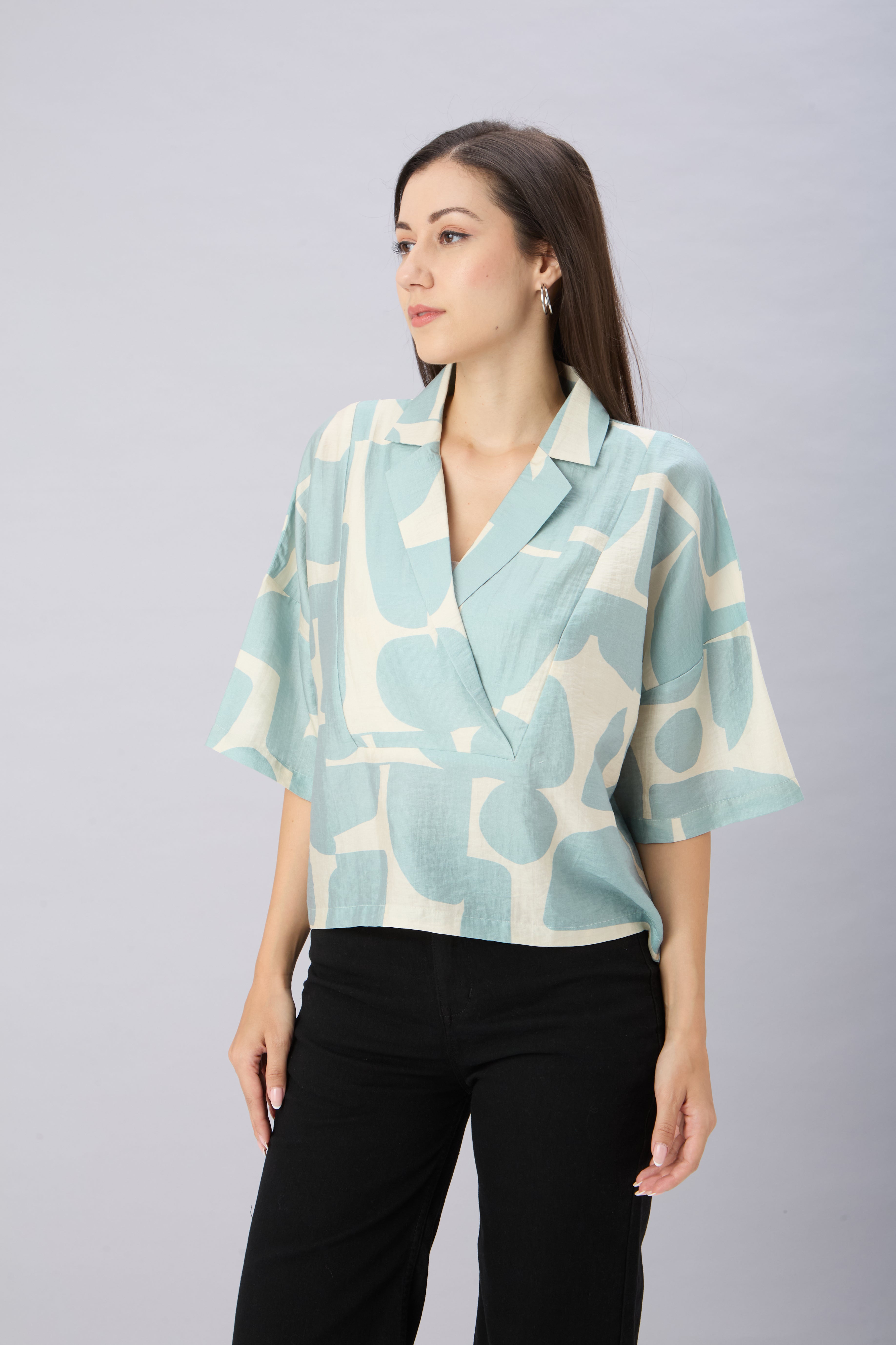 Abstract Print Wrap Top