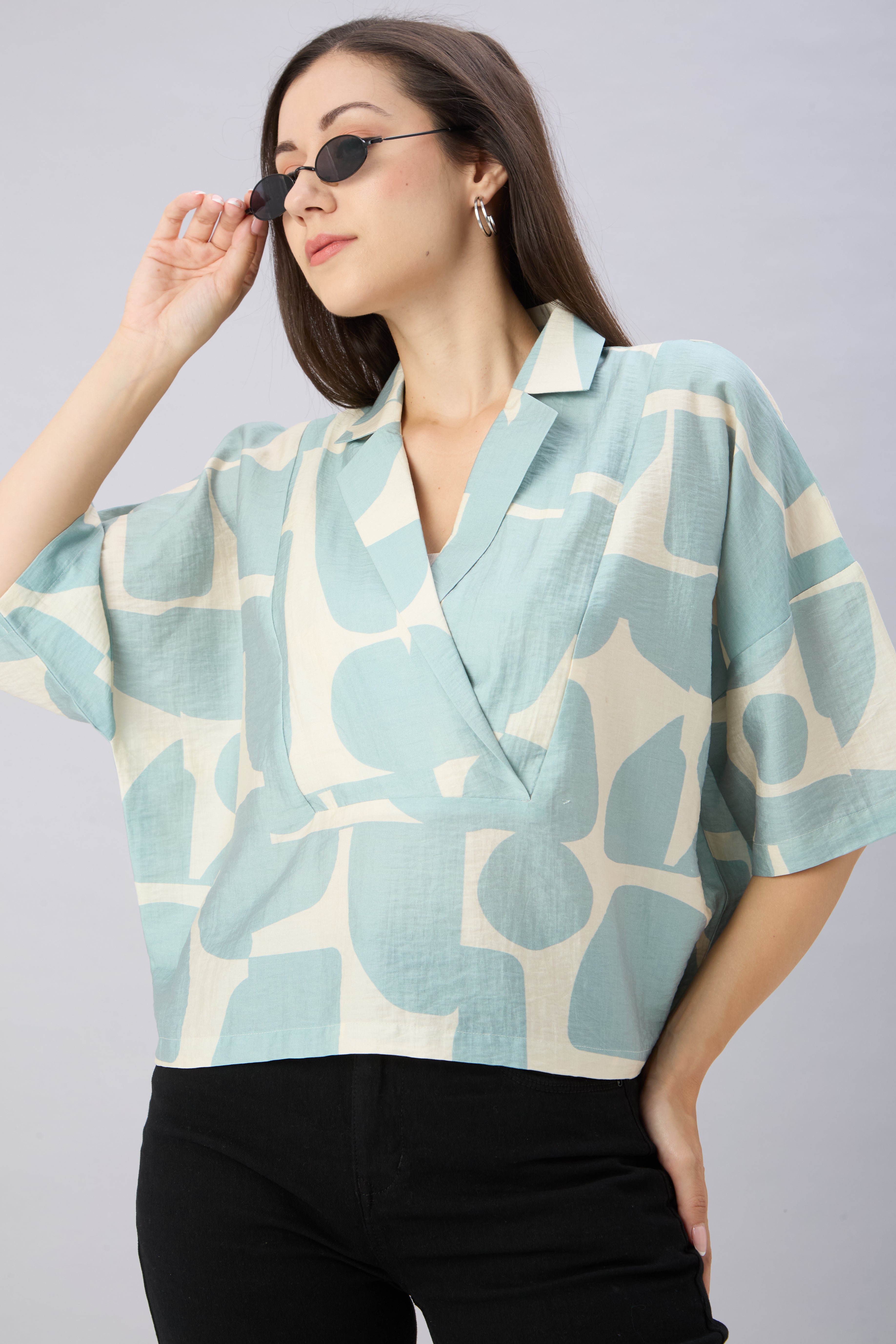 Abstract Print Wrap Top