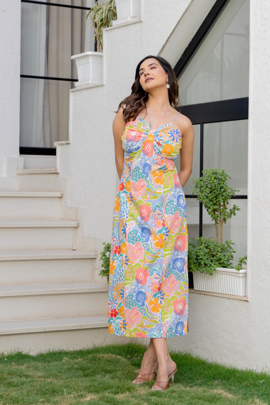 Summer Floral Slip Midi Dress